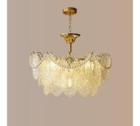 SIYANE Lampadario a tamburo in vetro dorato da 19,6" con perla di perle Lampadario rotondo in cristallo trasparente vintage per sala da pranzo Lampade a sospensione a soffitto di grandi dimensioni nor