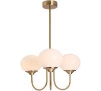 SIYANE Lampadario in vetro lattimo a 3 luci rosa per tavolo da pranzo Lampada a sospensione moderna di metà secolo Lampadario rotondo in oro francese Plafoniera Decorazione per soggiorno Camera da let