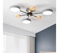 SIYANE Lampadario Sputnik Mid Century Moderno Soffitto 3 Lampade Bianco Verde Grigio Legno Fattoria Vicino alla Plafoniera Molecola Nordica Illuminazione Rotonda per Camera da Letto Sala da Pranzo Sog