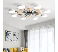 SIYANE Lampadario Sputnik Mid Century Moderno Soffitto 3 Lampade Bianco Verde Grigio Legno Fattoria Vicino alla Plafoniera Molecola Nordica Illuminazione Rotonda per Camera da Letto Sala da Pranzo Sog