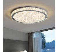 SIYANE Plafoniera a LED dimmerabile in cristallo per bagno, cromata, di lusso, per cucina, grande e moderna, rotonda, per soggiorno, sala da pranzo, atrio, corridoio