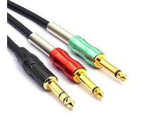 Siyear placcato in oro, 1,5 m 6.35 mm 1/10,2 cm maschio TRS stereo a Dual 6.35 mm 1/10,2 cm maschio mono cavo sdoppiatore audio, inserto cavo TRS 1/10,2 cm a 2 x 6.35 TS 1/10,2 cm patch