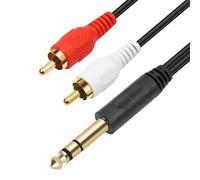 SiYear Placcato oro 6,35 mm 1/4" maschio TRS Stereo Plug a 2 RCA Phono Maschio Audio Y Splitter Cavo, Connettore Cavo Cavo Spina 1,5 m (1,5 m)