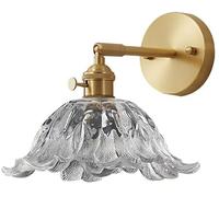 SIYGANK Applique da parete in vetro soffiato a mano in vetro oro vintage Lampada da parete moderna per bagno singolo Apparecchi di illuminazione per vanità Lampada da parete antica a forma di fiore re