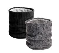 SIYINGSAERY 2 Pz Scaldacollo Invernale Uomo Cappello Tubolare Foderato a Maglia e in Pile Termico per Ski Moto Ciclismo Sport all'aperto (Grigio e Nero)