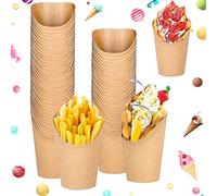 SIYINGSAERY 50 Pz Tazze per Patatine Fritte 14 oz Contenitori per Snack in Carta Kraft Porta Bicchieri per Gelato Tazze di Carta Kraft Holder Contenitori Usa e Getta per Snack Patatine Fritte Dolci