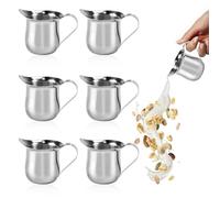 SIYINGSAERY 6 Pz Mini Brocche per Latte in Acciaio Inox da 90 ML,Bricco per Cappuccino Piccolo,Mini Lattiera Bricco Latte con Manico,Brocca da Portata per Latte,Succo,Caffè,Salsa