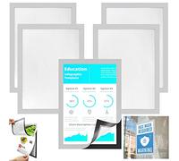 SIYINGSAERY Cornice Magnetica A4 5 Pz Cornici Magnetiche Colorate Cornice Espositiva Magnetica Cornice Informativa Autoadesiva con Bordo Magnetico per Mettere a Avvisi/Foto/Manifesti/Poster (Argento)