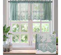 SIYINGSAERY Tenda Bistrot Tendine Finestra Mantovana 130 * 41CM Tende Corte per Finestra, Moderno e Elegante, Tendine Finestra Mantovana per Cucina Balcone Camera Parete (Verde)