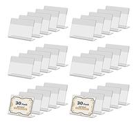 SIYOMG 30 Pezzi Porta Etichette Trasparente, 8,9 X 6,3 cm Mini Porta Cartelli in Acrilico, Prezzo Nome Etichetta Stand per Ufficio, Panetterie, Negozi, Ristoranti, Banner e Supermercati