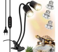 SIYOMG Lampada Riscaldante per Rettili Anfibio, Lampada Riscaldante UVA UVB per Tartarughe, 3 Lampadine e Morsetto Girevole a 360 °Adatto per Tartaruga, Serpente, Lucertola