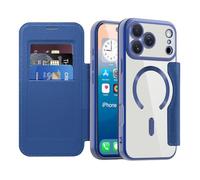 SIYOPINPFY Cover Magnetica per iPhone 17 Pro Max Compatibile con MagSafe, Custodia in Pelle PU Flip Portafoglio Scomparto per Carte blocco RFID, Cover Trasparente per iPhone 17 Pro Max, Blu navy JD