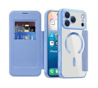 SIYOPINPFY Cover Magnetica per iPhone 17 Pro Max Compatibile con MagSafe Custodia Pelle PU Portafoglio con Scomparto per Carte blocco RFID Cover Trasparente per iPhone 17 Pro Max, Blu Dar Peaks JD