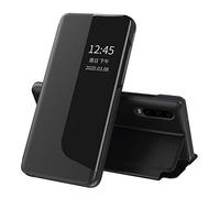 SIYOPINPFY Cover per Huawei P30, Custodia con Smart Clear View Windows Portafoglio Case Custodia Flip Pelle PU Kickstand Case Antiurto Protettiva Cover per Huawei P30 Nero QHC