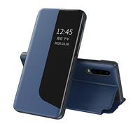 SIYOPINPFY Cover per Huawei P30, Custodia con Smart Clear View Windows Portafoglio Case Custodia Flip Pelle PU Kickstand Case Antiurto Protettiva Cover per Huawei P30 Blu QHC