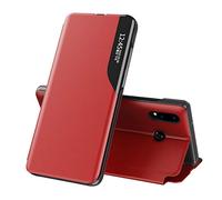 SIYOPINPFY Cover per Huawei P30 Lite, Custodia con Smart Clear View Windows Portafoglio Case Custodia Flip Pelle PU Kickstand Case Antiurto Protettiva Cover per Huawei P30 Lite Rosso QHC