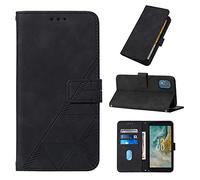 SIYOPINPFY Cover per Nokia C02 Custodia con Supporto, Antiurto Pelle PU Portafoglio Flip Libro Libretto Magnetico Case con Porta Carte Completa Protezione Cover per Nokia C02 YBS Nero