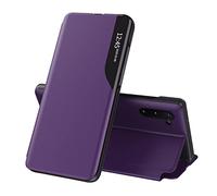SIYOPINPFY Cover per Samsung Galaxy Note 10+ Plus, Custodia con Smart Clear View Windows Portafoglio Case Custodia Flip Pelle PU Case Antiurto Protettiva Cover per Galaxy Note 10+ Plus Viola