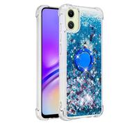 SIYOPINPFY Custodia con supporto per Samsung Galaxy A07, Brillantini Paillette Liquido Sabbie Custodia, Trasparente Silicone Bumper Antiurto Protezione Cover per Samsung A07 YBR Amore blu