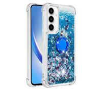 SIYOPINPFY Custodia con supporto per Samsung Galaxy A36, Brillantini Paillette Liquido Sabbie Custodia, Trasparente Silicone Bumper Antiurto Protezione Cover per Samsung A36 5G YBR Amore blu