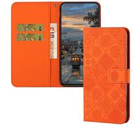 SIYOPINPFY Custodia per Samsung Galaxy S21 5G, Pelle PU Portafoglio Flip Libro Libretto Magnetico Caso con Slot Porta Carte Supporto Completa Protezione Cover per Galaxy S21 5G XC Arancione