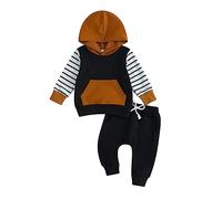 Siyova 2 Pezzi Completo Neonato Mama's Boy Felpa con Cappuccio Manica Lunga+Pantaloni in Vita Elastica Tuta Casual Autunno Primavera per Bambini (Black Marrone, 12-18 Months)
