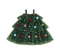Siyova Abito Bambina Natale Stampa Stella dell'albero di Natale Abito Senza Maniche Gonna Torta Tulle Multistrato Vestiti Natalizi Bambine 1-6Anni (Verde, 4-5 Years)