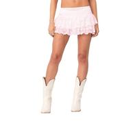 Siyova Gonna da Donna Corta Gonna Casual con Orlo a Pieghe Gonna Donna Sexy Gonna a Vita Alta Ragazza Minigonna Donna Vestito Donna Estiva (Pizzo Rosa, S)