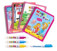 Siyrdxcbt Libri da Colorare con Acqua 4 Pezzi, Riutilizzabile, Principesse | Libri Acqua Magici, Riutilizzabile 5-10 min, 4 Libri 4 Pennelli, Principesse, Fate, Pesci, Fiori, Colori Brillanti