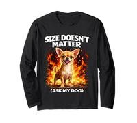 Size Don't Matter Funny Dog Humor Small Dog Meme Maglia a Manica