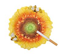 Sizikato Posacenere in porcellana da 6 pollici, girasoli e api.