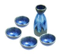 Sizikato, set da 5 pezzi in ceramica per sakè, include 1 bottiglia per sake e 4 bicchieri per sakè.