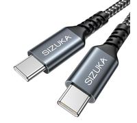 SIZUKA Cavo da USB C a USB C 2M 60W Cavo USB tipo C Cavo di ricarica rapida PD con nylon intrecciato per MacBook Pro,iPad Pro,MacBook,Galaxy S24 S23 S22 A55 A25 A15-Grigio