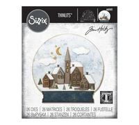 Sizzix 662421 Fustella Thinlits Set 26 Pezzi, Globo di Neve N.2 di Tim Holtz, Acciaio, Multicolore, 19.1x14.4x0.4 cm