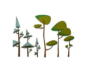 Sizzix 665217 Fustella Thinlits motivo: alberi funky di Tim Holtz confezione da 6