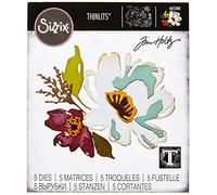 Sizzix 665360-Set di Fustelle Thinlits, 5 Pezzi, Motivo-Fiori a Pennello #3 di Tim Holtz, Multicolore, taglia unica