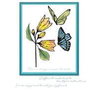 Sizzix Confezione da 8 timbri trasparenti A5 con stencil - Cosmopolitan, Farfallina di Stacey Park