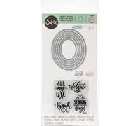 Sizzix Framelits - Set di 6 fustelle ovali con timbri