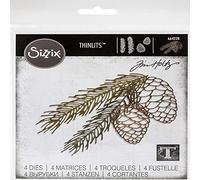 Sizzix Set di Fustelle Thinlits 664228 4 pz Ramo di Pino by Tim Holtz, Multicolore, Taglia Unica