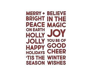 Sizzix Set di Fustelle Thinlits 9PK Bold Text Christmas di Tim Holtz | 666062 | Capitolo 4 2022 Wafer, Plastica Carta, Grey, One Size