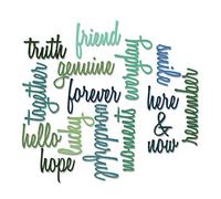 Sizzix Thinlits, Set di Fustelle 660225, Parole dell'amicizia di Tim Holtz, 16 Pezzi, Multicolore, Taglia Unica, Set di 16 Scritta Friendship Words, Plastica di Carta