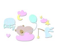 Sizzix Thinlits Set di Fustelle 12PK Hello Baby di Olivia Rose, 665805, Multicolor, Taglia unica