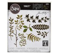Sizzix Thinlits Set di Fustelle Dettagliate di Tim Holtz per Paper Craft e Scrapbooking Versatile - Foglie da Giardino - 9 Pezzi
