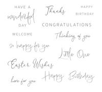 Sizzix Timbri Trasparenti Daily Sentiments, Sentimenti quotidiani, One size