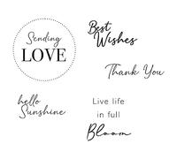 Sizzix Trasparenti Everyday Wishes, 665716, Set di timbri in Gomma per Biglietti, Album di Ritagli e lavori con la Carta, Clear, One Size