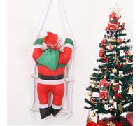 sizzlepop Babbo Natale sulla scala - Appendi Babbo Natale nella sua tradizionale tuta rossa sull'albero di Natale superiore e il gagliardetto per creare uno sfondo festivo