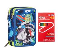 Sj Gang Astuccio 3 Scomparti Completo di Matite + 12 Pastelli