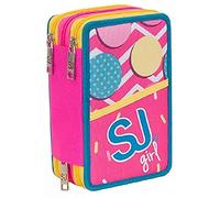 Sj gang astuccio a 3 cerniere -Seven_girl-bambina scuola elementare -azzurro ros