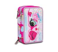 astuccio 3 zip SJ girl heart lolly cuore gatto scuola triplo 45 Pezzi
