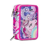 SJ Gang Astuccio Scuola 3 Zip, Rosa, Cuccioli di SJ, Portapenne Triplo Scomparto Completo Di Penne, Matite, Colori, Accessori Zaino, Elementari, Medie, Bambina